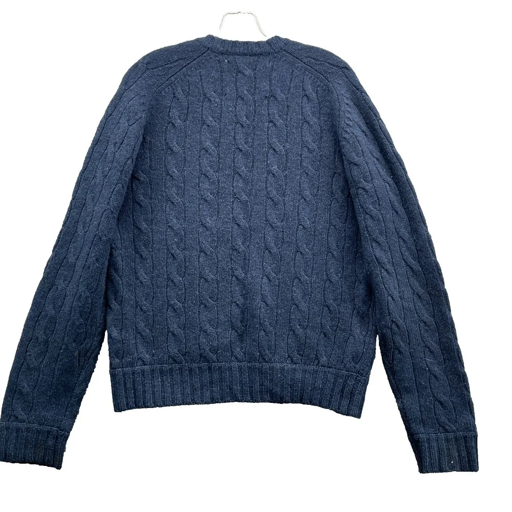 VTG Abercrombie Wool Cashmere Sweater Women Med Navy Tennis Classic Y2k Academia